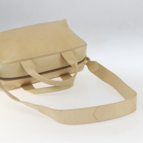 GUCCI Bamboo Hand Bag Leather 2way Beige Gold Auth bs31889