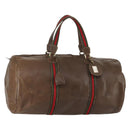 GUCCI Web Sherry Line Boston Bag Leather Brown Gold 40 002 548 33 Auth bs31890-1