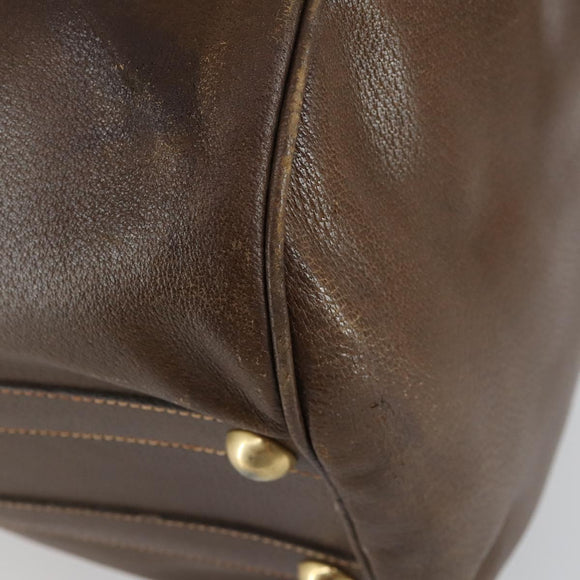 GUCCI Web Sherry Line Boston Bag Leather Brown Gold 40 002 548 33 Auth bs31890