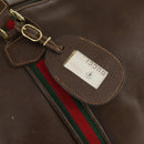 GUCCI Web Sherry Line Boston Bag Leather Brown Gold 40 002 548 33 Auth bs31890-17