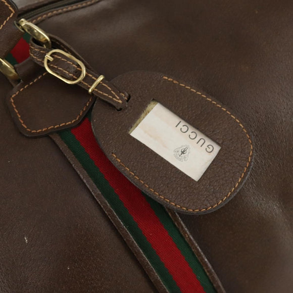 GUCCI Web Sherry Line Boston Bag Leather Brown Gold 40 002 548 33 Auth bs31890