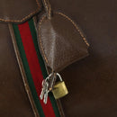 GUCCI Web Sherry Line Boston Bag Leather Brown Gold 40 002 548 33 Auth bs31890-18