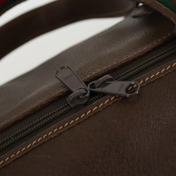 GUCCI Web Sherry Line Boston Bag Leather Brown Gold 40 002 548 33 Auth bs31890