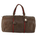 GUCCI Web Sherry Line Boston Bag Leather Brown Gold 40 002 548 33 Auth bs31890-13