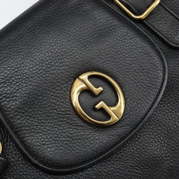 GUCCI Tote Bag Leather Black Gold 251826 Auth bs31891