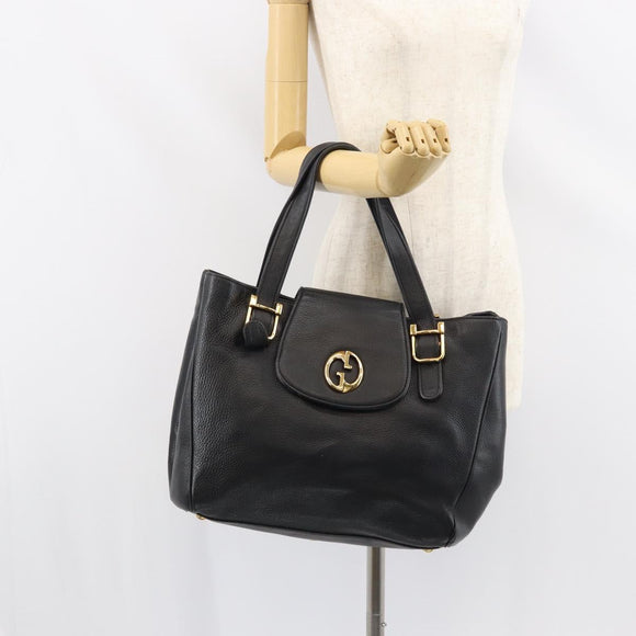 GUCCI Tote Bag Leather Black Gold 251826 Auth bs31891