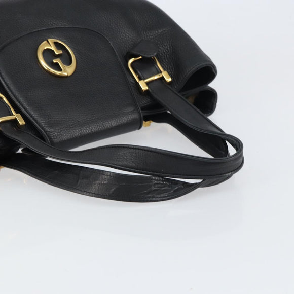 GUCCI Tote Bag Leather Black Gold 251826 Auth bs31891
