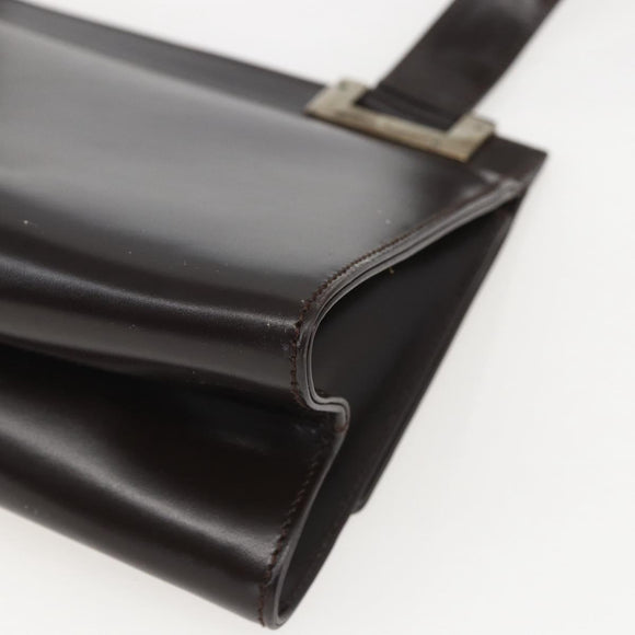 GUCCI Shoulder Bag Leather Outlet Brown Gold 001 1956 1909 Auth bs31892