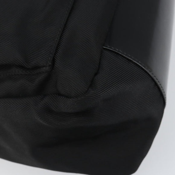 GUCCI Bamboo Hand Bag Nylon Leather Black Silver 000 2404 0509 Auth bs31893