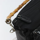 GUCCI Bamboo Hand Bag Nylon Leather Black Silver 000 2404 0509 Auth bs31893-9