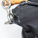 GUCCI Bamboo Hand Bag Nylon Leather Black Silver 000 2404 0509 Auth bs31893-10