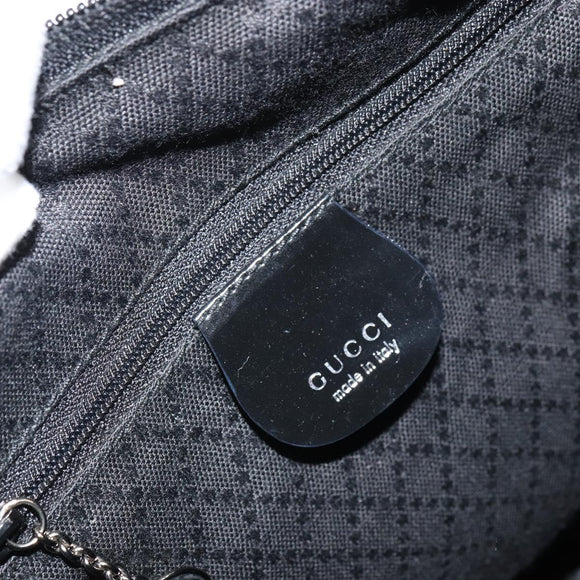 GUCCI Bamboo Hand Bag Nylon Leather Black Silver 000 2404 0509 Auth bs31893
