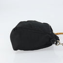 GUCCI Bamboo Hand Bag Nylon Leather Black Silver 000 2404 0509 Auth bs31893-3