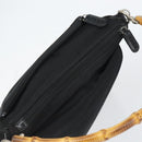 GUCCI Bamboo Hand Bag Nylon Leather Black Silver 000 2404 0509 Auth bs31893-6