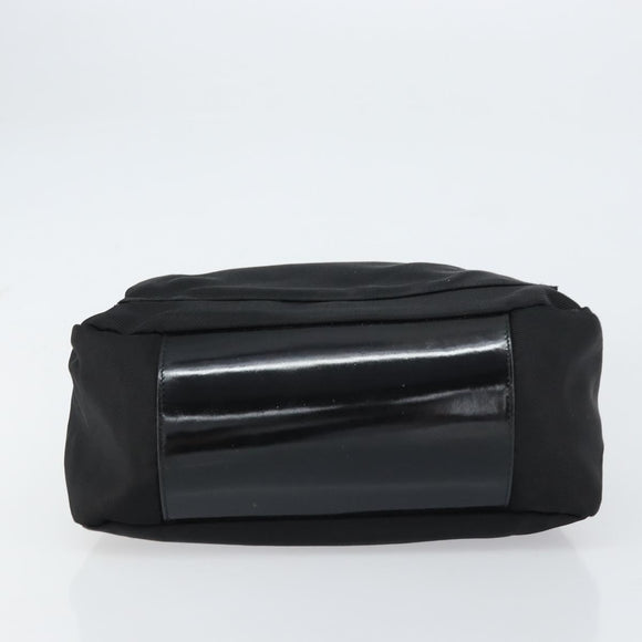 GUCCI Bamboo Hand Bag Nylon Leather Black Silver 000 2404 0509 Auth bs31893