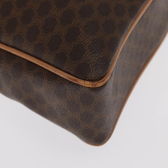 CELINE Macadam Canvas Business Bag PVC Leather Brown Gold Auth bs31895