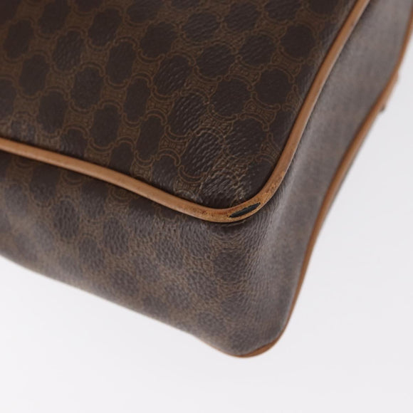 CELINE Macadam Canvas Business Bag PVC Leather Brown Gold Auth bs31895