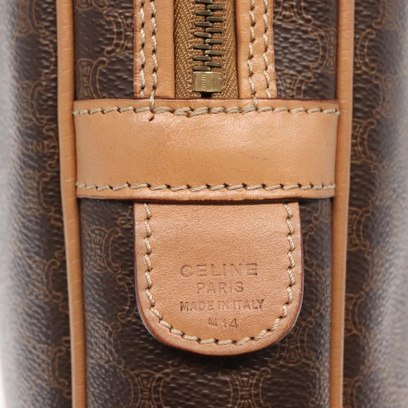 CELINE Macadam Canvas Business Bag PVC Leather Brown Gold Auth bs31895