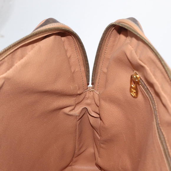 CELINE Macadam Canvas Business Bag PVC Leather Brown Gold Auth bs31895