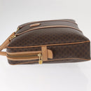 CELINE Macadam Canvas Business Bag PVC Leather Brown Gold Auth bs31895-4