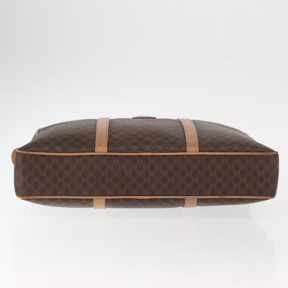 CELINE Macadam Canvas Business Bag PVC Leather Brown Gold Auth bs31895