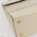CELINE Hand Bag Leather White Gold Auth bs31896-14