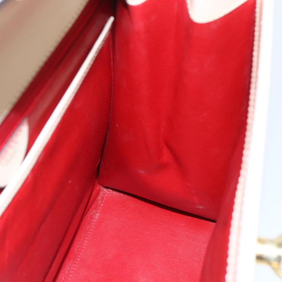 CELINE Hand Bag Leather White Gold Auth bs31896