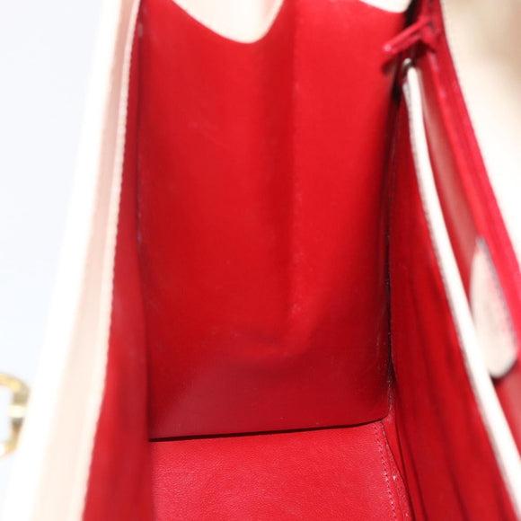 CELINE Hand Bag Leather White Gold Auth bs31896