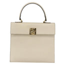 CELINE Hand Bag Leather White Gold Auth bs31896-13
