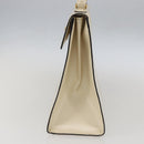 CELINE Hand Bag Leather White Gold Auth bs31896-4