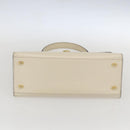 CELINE Hand Bag Leather White Gold Auth bs31896-5