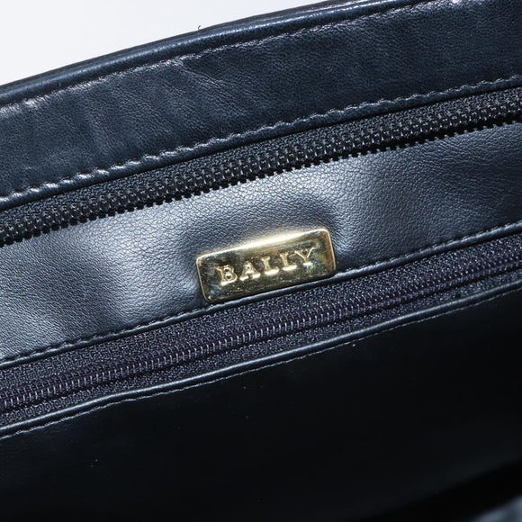 BALLY Tote Bag Leather Black Gold Auth bs31897