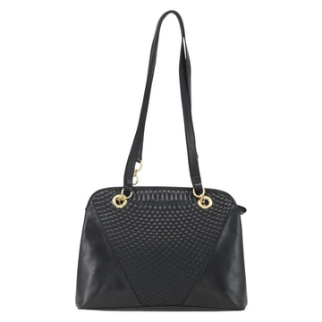 BALLY Tote Bag Leather Black Gold Auth bs31897 - 0