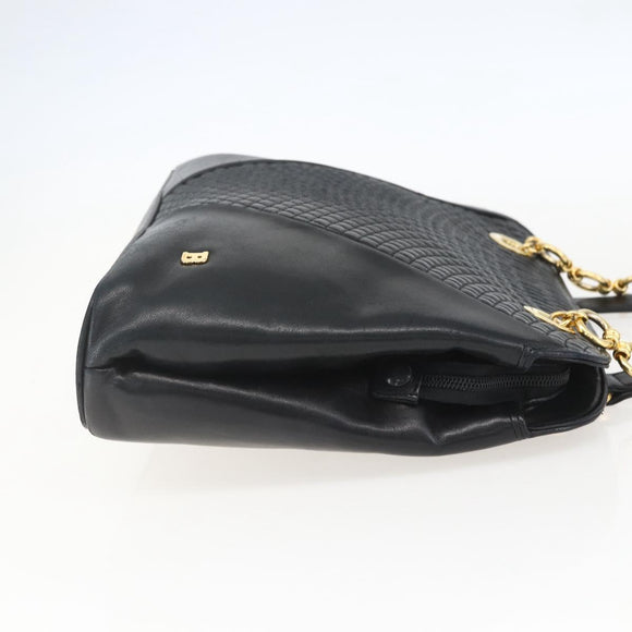 BALLY Tote Bag Leather Black Gold Auth bs31897