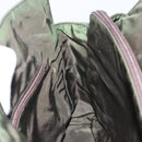 PRADA Hand Bag Nylon Khaki Silver Auth bs31898-20