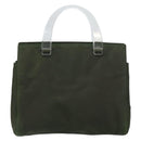 PRADA Hand Bag Nylon Khaki Silver Auth bs31898-13