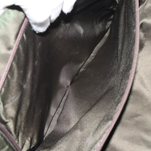 PRADA Hand Bag Nylon Khaki Silver Auth bs31898