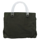 PRADA Hand Bag Nylon Khaki Silver Auth bs31898-2