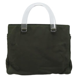 PRADA Hand Bag Nylon Khaki Silver Auth bs31898 - 0