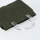 PRADA Hand Bag Nylon Khaki Silver Auth bs31898-6