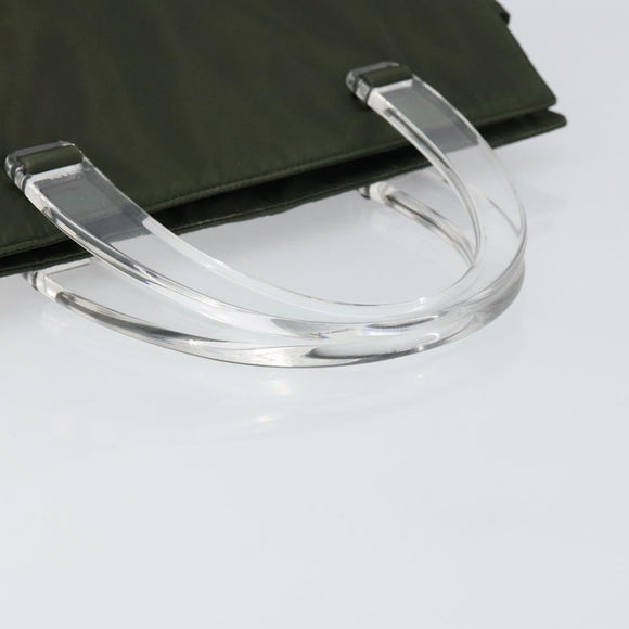 PRADA Hand Bag Nylon Khaki Silver Auth bs31898