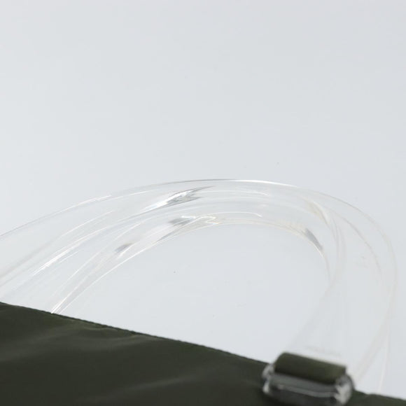 PRADA Hand Bag Nylon Khaki Silver Auth bs31898