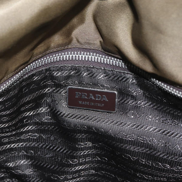 PRADA Shoulder Bag Nylon Khaki Silver Auth bs31899
