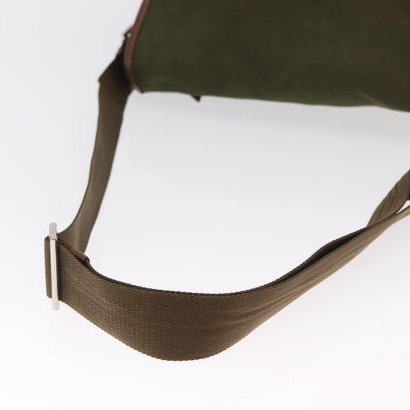 PRADA Shoulder Bag Nylon Khaki Silver Auth bs31899
