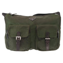 PRADA Shoulder Bag Nylon Khaki Silver Auth bs31900-2