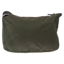 PRADA Shoulder Bag Nylon Khaki Silver Auth bs31900-3