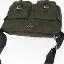 PRADA Shoulder Bag Nylon Khaki Silver Auth bs31900-6