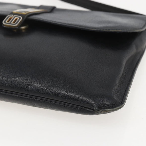 Christian Dior Shoulder Bag Leather Black Gold Auth bs31902