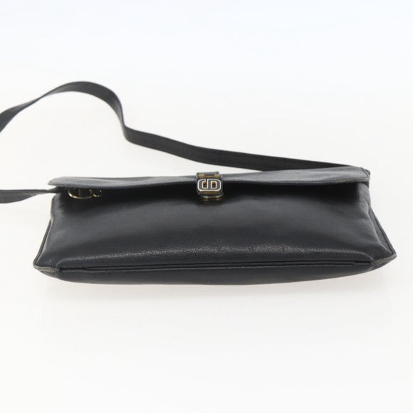 Christian Dior Shoulder Bag Leather Black Gold Auth bs31902
