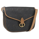 Christian Dior Honeycomb Canvas Shoulder Bag PVC Black Brown gold Auth bs31903-1